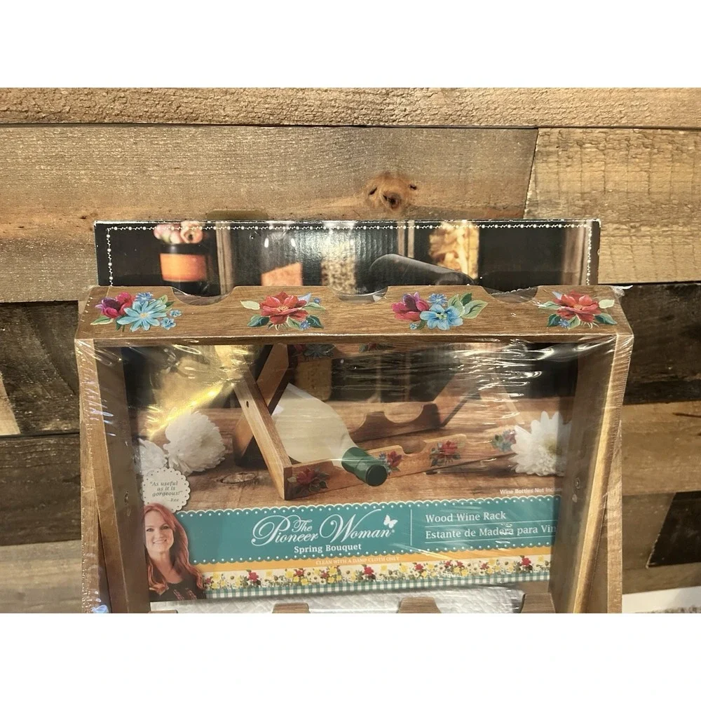 Pioneer Woman WOOD WINE RACK‎ SPRING BOUQUET NIB